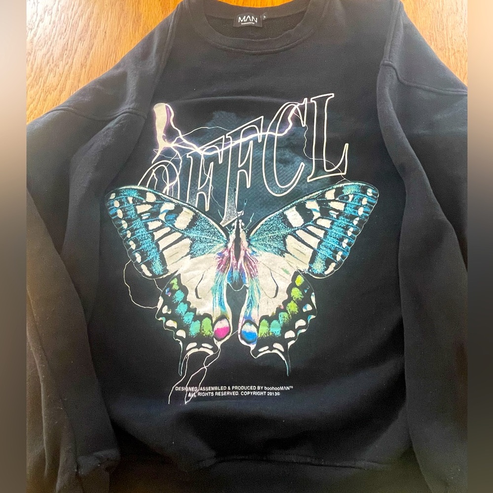 boohooMAN y2k butterfly sweatshirt